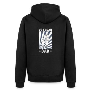 Veteran Dad Papa Vater Vatertag Militär Soldaten - Unisex Premium Bio Zip Hoodie - Schwarz - Hinten - Nico (187cm)