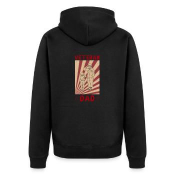 Veteran Dad Papa Vater Vatertag Militär Soldaten - Unisex Premium Bio Zip Hoodie - Schwarz - Hinten - Nico (187cm)