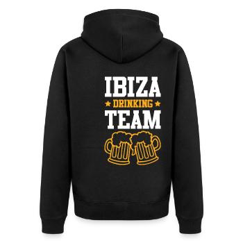 Ibiza Drinking Team - Unisex Premium Organic Zip Hoodie - black - Back - Nico (187cm)