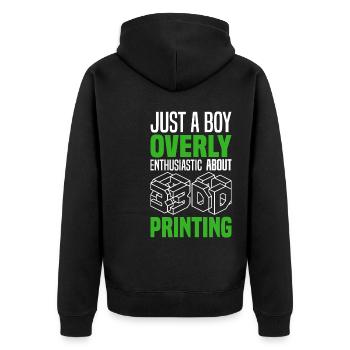 3D Printing - Unisex Premium Organic Zip Hoodie - black - Back - Nico (187cm)