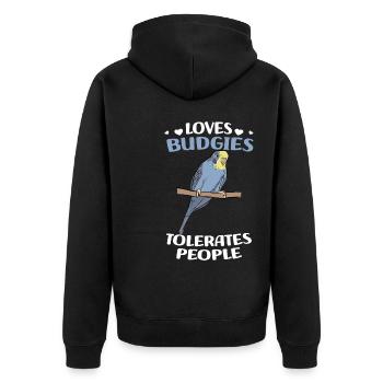 Cadeaux Budgerigar | Amoureux des oiseaux de compagnie - Veste à capuche bio Premium Unisexe - noir - Dos - Nico (187cm)