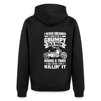 Trike Motorcycle Sayings | Triker Trikes Gifts - Unisex Premium Organic Zip Hoodie - black - Back - Nico (187cm)