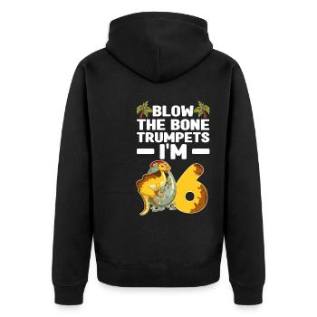 Dinosaurier Kinder - Unisex Premium Bio Zip Hoodie - Schwarz - Hinten - Nico (187cm)
