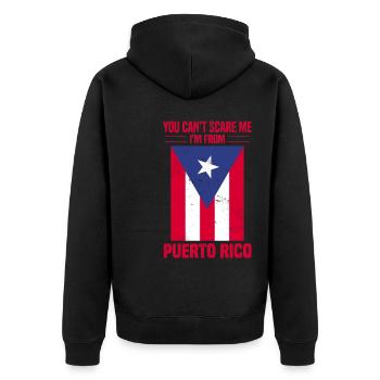 Puerto Rico Flagge | Puerto Ricaner Geschenkideen - Unisex Premium Bio Zip Hoodie - Schwarz - Hinten - Nico (187cm)