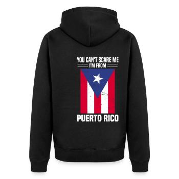 Puerto Rico Flagge | Puerto Ricaner Geschenkideen - Unisex Premium Bio Zip Hoodie - Schwarz - Hinten - Nico (187cm)