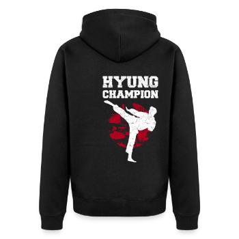 Tangsoodo Kampfkunst, Tang Soo Do Kämpfer Geschenk - Unisex Premium Bio Zip Hoodie - Schwarz - Hinten - Nico (187cm)
