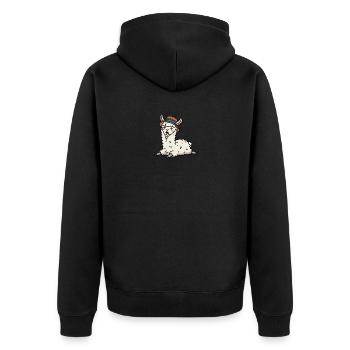 Lama bande dessinée alpaga chameau avec chapeau couché sur le sol - Veste à capuche bio Premium Unisexe - noir - Dos - Nico (187cm)