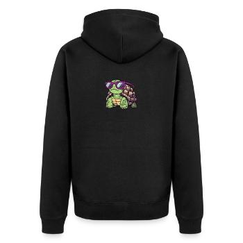 Comic Cool Turtle Sunglasses Sun Vacation - Unisex Premium Organic Zip Hoodie - black - Back - Nico (187cm)