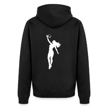 Volleyball Spielerin Symbol - Unisex Premium Bio Zip Hoodie - Schwarz - Hinten - Nico (187cm)