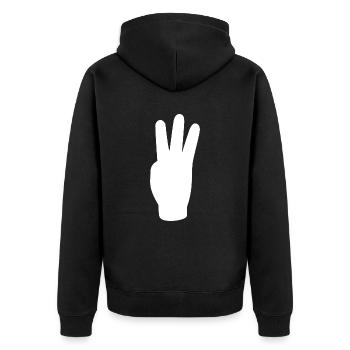 Salutation à trois doigts Liberté - Veste à capuche bio Premium Unisexe - noir - Dos - Nico (187cm)