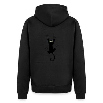 BAD BLACK CAT - Unisex Premium Bio Zip Hoodie - Schwarz - Hinten - Nico (187cm)