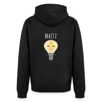 Glühbirne fragt Watt - Unisex Premium Bio Zip Hoodie - Schwarz - Hinten - Nico (187cm)
