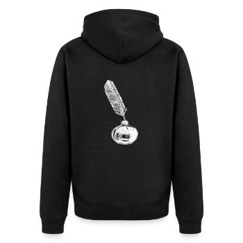 Feather and ink - vintage - Unisex Premium Organic Zip Hoodie - black - Back - Nico (187cm)