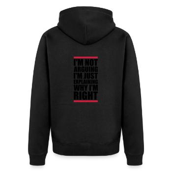 I m not arguing - Unisex Premium Organic Zip Hoodie - black - Back - Nico (187cm)