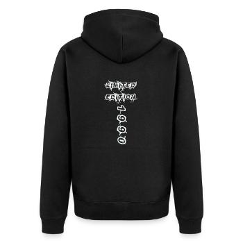 1990 - Unisex Premium Bio Zip Hoodie - Schwarz - Hinten - Nico (187cm)