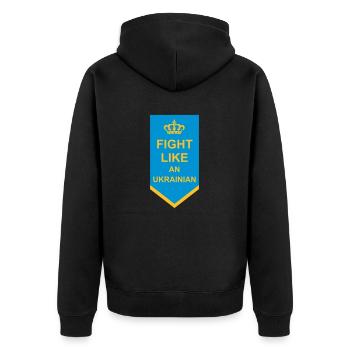 fight like ukrainians Zitat - Unisex Premium Bio Zip Hoodie - Schwarz - Hinten - Nico (187cm)
