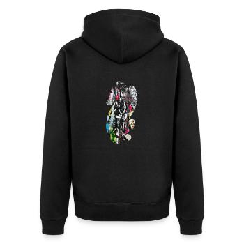 Retro Musik Graffiti Spritzer Vintage-Farbe bunt - Unisex Premium Bio Zip Hoodie - Schwarz - Hinten - Nico (187cm)