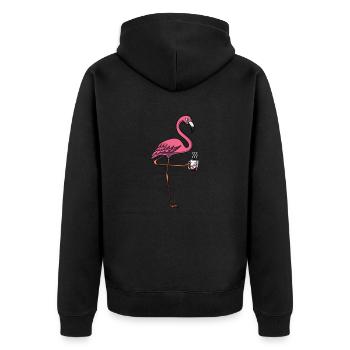 Flamingo Bird Coffee Lover - Unisex Premium Organic Zip Hoodie - black - Back - Nico (187cm)