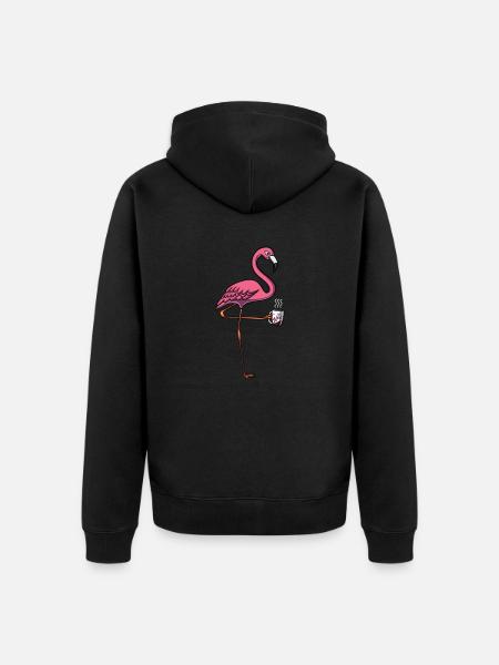 Flamingo Bird Coffee Lover - Unisex Premium Organic Zip Hoodie - black