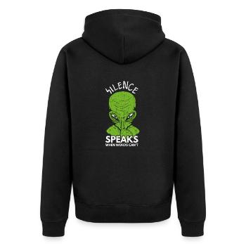 Le silence parle quand les mots ne le peuvent pas - Deep Thinker - Veste à capuche bio Premium Unisexe - noir - Dos - Nico (187cm)