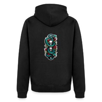 serpent squelette et tatouage - Veste à capuche bio Premium Unisexe - noir - Dos - Nico (187cm)