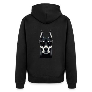Doberman Essence - Unisex Premium Organic Zip Hoodie - black - Back - Nico (187cm)