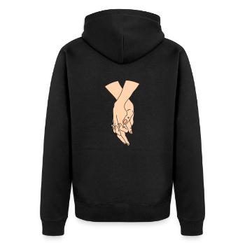hands couple - Unisex Premium Bio Zip Hoodie - Schwarz - Hinten - Nico (187cm)