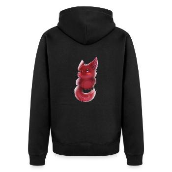 Lupifowl Kirsch Edition - Unisex Premium Bio Zip Hoodie - Schwarz - Hinten - Nico (187cm)