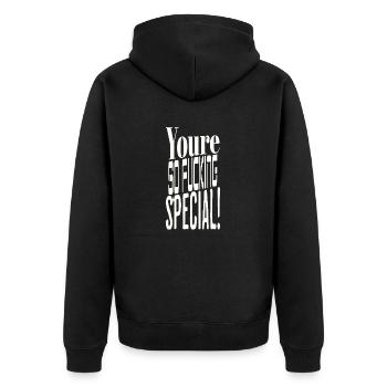 Youre so Special Present White - Unisex Premium Organic Zip Hoodie - black - Back - Nico (187cm)