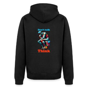 Dont talk - Unisex Premium Organic Zip Hoodie - black - Back - Nico (187cm)