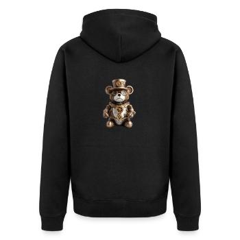 Steampunk Teddy - Unisex Premium Organic Zip Hoodie - black - Back - Nico (187cm)