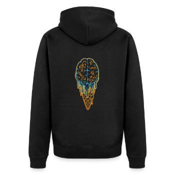 Gruselige Eistüte Zombie Gehirn - Unisex Premium Bio Zip Hoodie - Schwarz - Hinten - Nico (187cm)