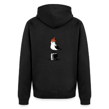 North Sea Harbor Moin Seagull Hat Beanie Pier Pier Pillar - Unisex Premium Organic Zip Hoodie - black - Back - Nico (187cm)