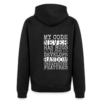 Software Ingenieur Informatiker Programmierer - Unisex Premium Bio Zip Hoodie - Schwarz - Hinten - Nico (187cm)
