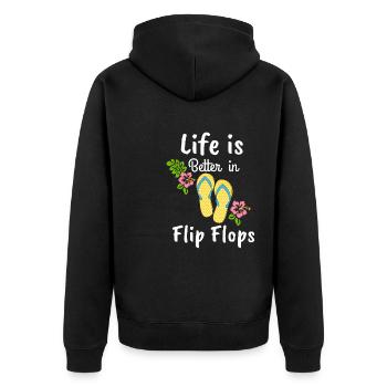 la vie est meilleure en tongs - Veste à capuche bio Premium Unisexe - noir - Dos - Nico (187cm)