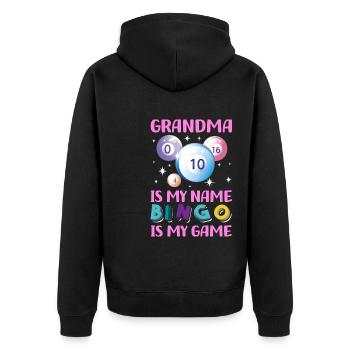Grand-mère est mon nom Bingo est mon jeu Drôle Bingo - Veste à capuche bio Premium Unisexe - noir - Dos - Nico (187cm)