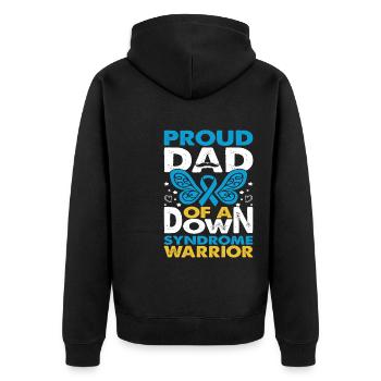 Proud Dad Of A Down Syndrome Warrior T21 Awareness - Unisex Premium Bio Zip Hoodie - Schwarz - Hinten - Nico (187cm)