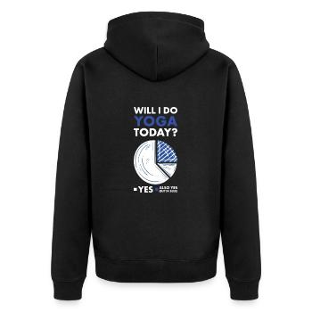 Yogi Will I Do Yoga Today - Unisex Premium Bio Zip Hoodie - Schwarz - Hinten - Nico (187cm)