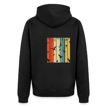 Vogelbeobachtung Retro Vogelbeobachter Singvogel - Unisex Premium Bio Zip Hoodie - Schwarz - Hinten - Nico (187cm)