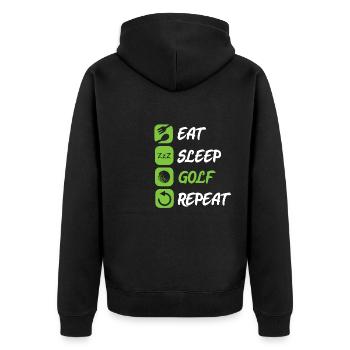 Eat Sleep Repeat Golf Golfer Golfschläger Golfen - Unisex Premium Bio Zip Hoodie - Schwarz - Hinten - Nico (187cm)