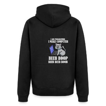 I Are Programmer Beep Boop Informatiker Katze - Unisex Premium Bio Zip Hoodie - Schwarz - Hinten - Nico (187cm)