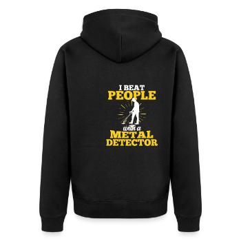 Schatzsuche Metalldetektor Geocaching Schatz - Unisex Premium Bio Zip Hoodie - Schwarz - Hinten - Nico (187cm)
