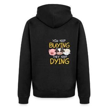 Tierrechte Tierschutz Vegan Vegetarier Tierfreund - Unisex Premium Bio Zip Hoodie - Schwarz - Hinten - Nico (187cm)