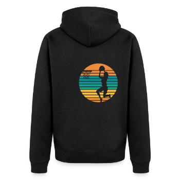 Basketball Vintage Basketballspieler Sportler Korb - Unisex Premium Bio Zip Hoodie - Schwarz - Hinten - Nico (187cm)