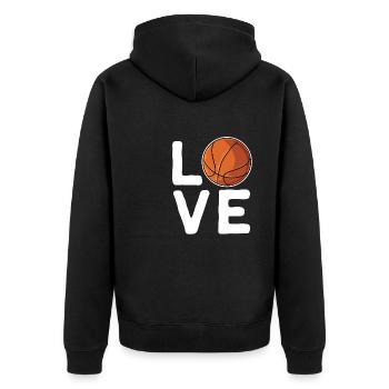 Basketball Love Basketballspieler Sportler Korb - Unisex Premium Bio Zip Hoodie - Schwarz - Hinten - Nico (187cm)
