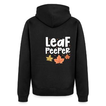 Leaf Peeper Peeping Autumn Fall Season Leaves - Unisex Premium Organic Zip Hoodie - black - Back - Nico (187cm)