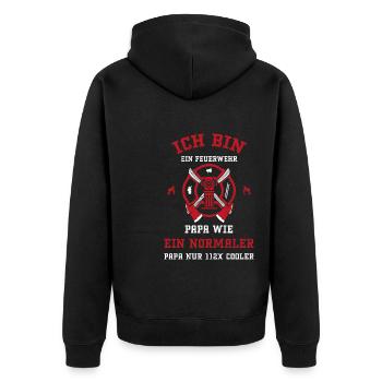 Ich Bin Ein Feuerwehr Papa Wie E... - Unisex Premium Bio Zip Hoodie - Schwarz - Hinten - Nico (187cm)