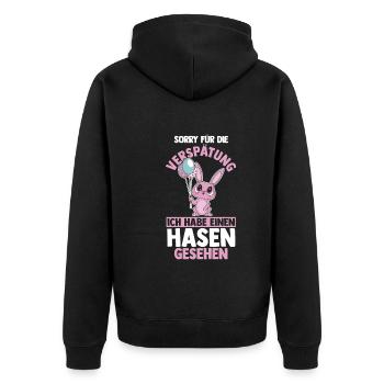 Kaninchen Hase - Unisex Premium Bio Zip Hoodie - Schwarz - Hinten - Nico (187cm)