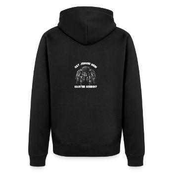 Vogelspinne Tarantel und lustiger Spinnenspruch - Unisex Premium Bio Zip Hoodie - Schwarz - Hinten - Nico (187cm)