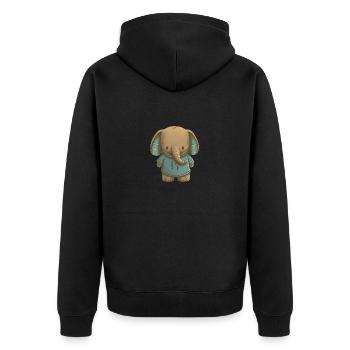 Cute elephant with green sweater for children - Unisex Premium Organic Zip Hoodie - black - Back - Nico (187cm)
